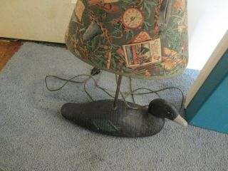 Antique Animal Trap Co Duck Decoy Lamp Wooden Glass Eye Stamped " Victor "