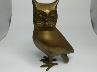 Vintage Mid Century Brass Owl 6” Tall