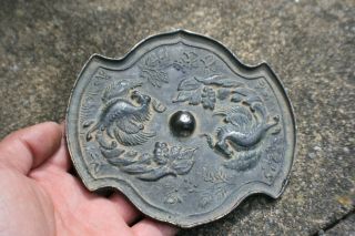 Chinese Bronze Mirror With Carving Phoenix Bird