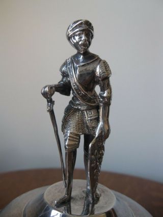 Vintage Elkington Silverplate Knight In Shining Armor Fleur De Lis Lidded Box
