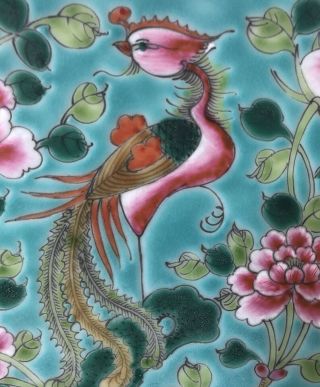 Chinese Nyonya Strait Peranakan Phoenix Birds Peonies Famille Rose Tiles X2 2