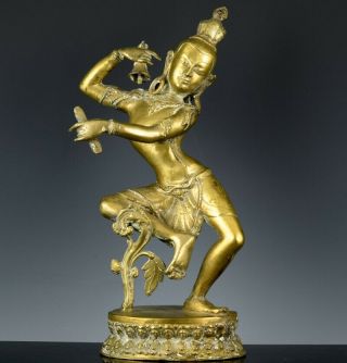 Large Antique Idian Nepal Bronze Dancing Buddha Deity Figure