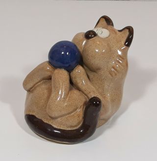 Vintage 1970s John Nushuo Art Pottery Cat Figure Cats Hand Made