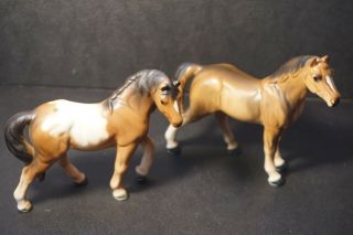 2 Vintage Porcelain Ceramic Horse Figurines Japan Hallmark 4 - 5 " Tall