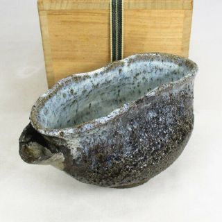 B223: Real Old Japanese Lipped Tea Bowl Of Karatsu Pottery Of Chosen - Garatsu