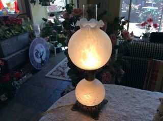 Vintage White Frosted Glass Gone With The Wind 3 Way Lamp