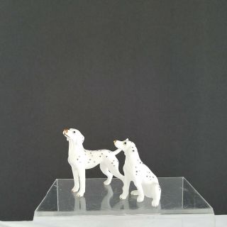 Pair Vintage Miniature Fine Porcelain Dalmatian Dog Figurines