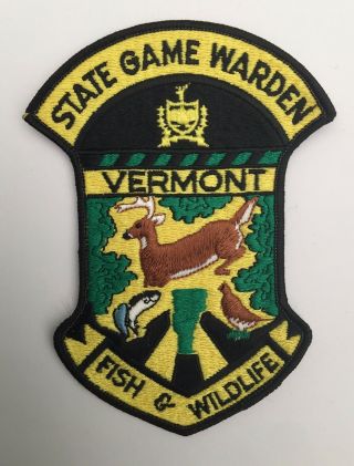 Vermont Fish & Wildlife State Game Warden Old Shoulder Patch Longer Shape Type
