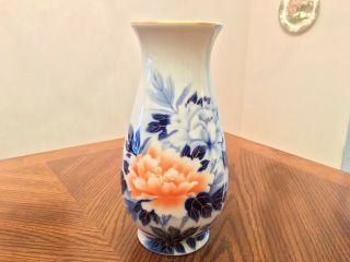 Antique (1900 - 1920) Fukagawa Porcelain Arita Japan Tree Peony Vase 8.  5 "