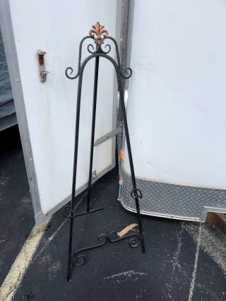 Vintage Large Victorian Styled Tall Ornate Wrought Iron Display Art Easel