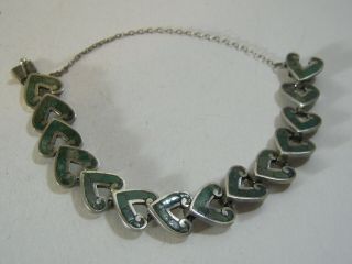 Los Castillo Vintage Mexican Silver & Stone Bracelet Romantic Heart Shaped Lin