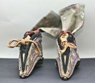 Exquisite Antique Chinese Hand Embroidered Bound Feet Shoes C1850s 2