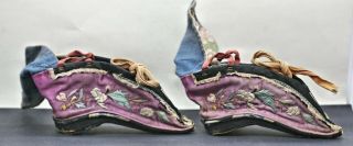 Exquisite Antique Chinese Hand Embroidered Bound Feet Shoes C1850s 3