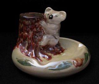 Vintage Wembley Ware Australian Pottery Iridescent Lustre Koala Ashtray