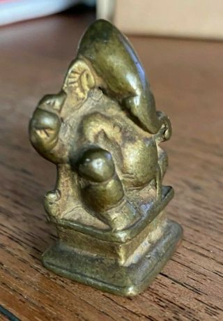 Wonderful Antique Miniature Bronze Hindu Indian Ganesh Elephant God Figurine 2