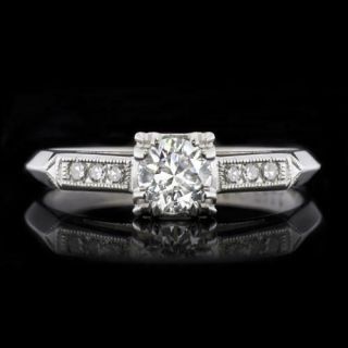 Vintage Art Deco Engagement Wedding Ring 1.  99 Ct Round Diamond 14k White Gold Fn