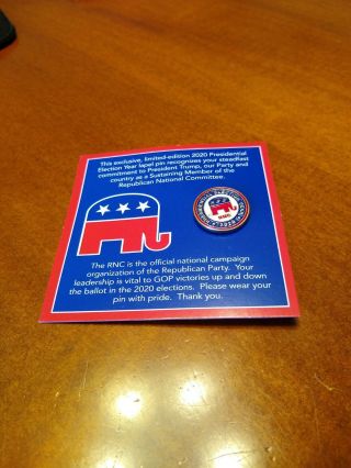 Limited Edition 2020 Presidential Election Year Lapel Pin Tie Pin Rnc Republican