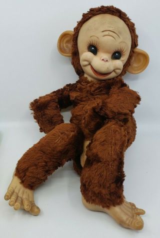 Vintage 1950 ' s Rushton Rubber Face Monkey Plush Doll Toy 2