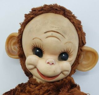 Vintage 1950 ' s Rushton Rubber Face Monkey Plush Doll Toy 3