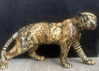 La Vie Patchwork Safari Leopard Lion Decoupage Porcelain Cheetah Zebra Print