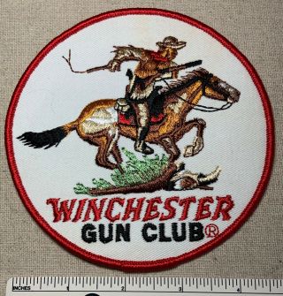 Vintage 1960s Winchester Gun Club Large Jacket Patch 5 " Horse Cowboy Rifle Nra