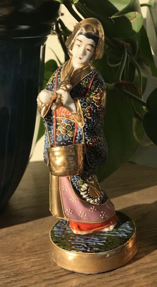 Rare Antique Japanese Porcelain Kutani/satsuma Geisha Moriage Figurine Figure