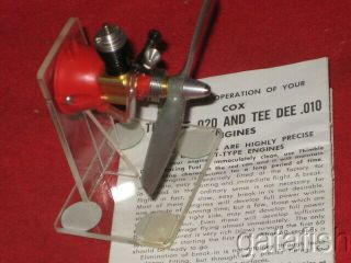 Vintage Cox Tee Dee 010 Contest Nitro Model Airplane Engine Wdisplay Stand