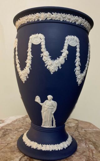 Vintage Wedgwood Cobalt Blue Jasperware Vase