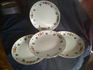 4 Vintage Porsgrund Farmers Rose 9,  25 " Dinner Plates
