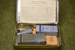 Vintage Full Boy Scouts Of America Bauer & Black Official First Aid Kit 5.  3k9