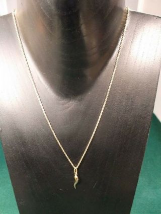 Older Vtg Ladies 14k Yellow Gold Necklace With " Italian Horn " Pendant