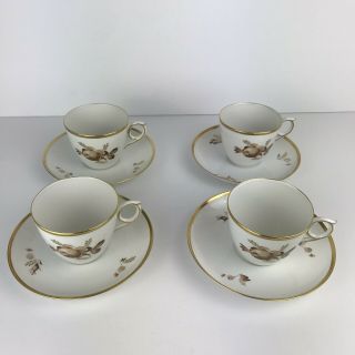 Set/4 Royal Copenhagen porcelain coffee cup and saucer,  Brown Rose,  vintage 2