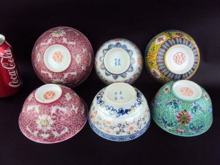 Impressive Chinese Oriental Porcelain Blue White Famille Rose Bowls