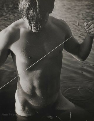 1988 Vintage Bruce Weber Outdoor Male Nude Tom Lake Fishing Adirondack Photo Art