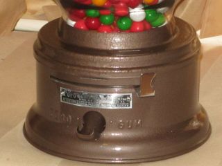 Vintage Ford Gumball Vending Penny Machine 1 Cent Gum Ball Glass Globe - Peanut 3