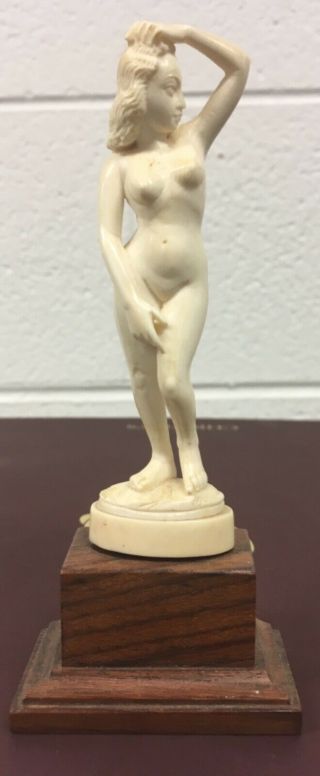 Fine Vintage Chinese Hand Carved Bovine Bone Nude Lady Figurine Statue