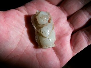 Vintage Chinese Natural Jade Hand Carved Green Jade Buddha Statue Figure