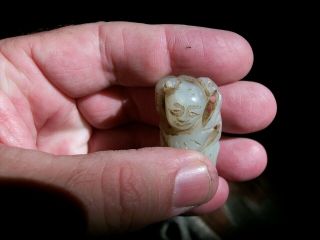Vintage Chinese natural jade hand carved Green jade Buddha statue Figure 3