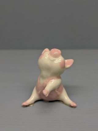Retired Hagen Renaker Aerobic Pig Pink Outfit Head Up