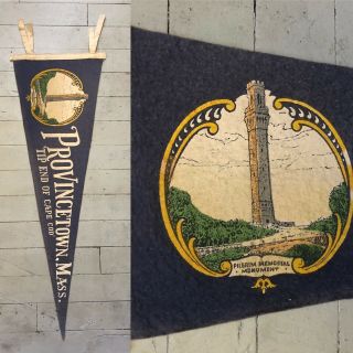 Vtg 1950’ Felt Pennant Souvenir Of Provincetown,  Mass Vintage Pennant 1950’