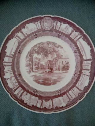 Vintage Wedgwood Cornell University Souvenir Plate Sage Chapel Red