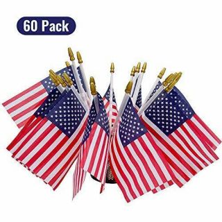 Uelfbaby 60 Pack Small American Flags Small Us Flags/mini American Flag On Stick