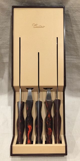 Cutco Vintage 5 Piece Knife Carving Set 1722 1723 1724 1726 And 1727 W/ Wall Org