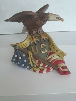 Bald Eagle Figurine American Flag Usa Desert Storm Vintage Statue Bird