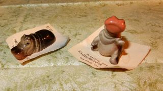 2 Vintage Hagen Renaker Mama Hippo Hippopotamus Animal Miniature Figurine