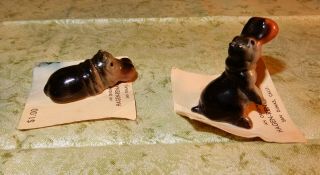 2 Vintage Hagen Renaker Mama Hippo Hippopotamus Animal Miniature Figurine 2