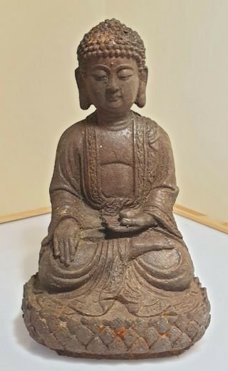 A 18th/19th C Qing Dynasty Cast Iron Seated Shakyamuni Buddha