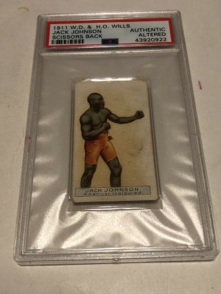 1911 Boxing W.  D & H.  O.  Wills Jack Johnson Scissors Back Psa Authentic Altered