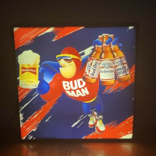 Vtg Budweiser Beer Bud Man Electric Light Up Bar Sign Wall Decor [18 " X 18 " ]