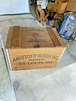 Vintage Anheuser - Busch 1876 - 1976 Wooden Beer Crate Budweiser Box Case St.  Louis